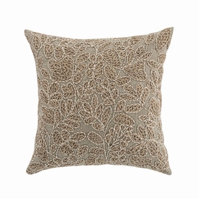 Maison Neutral Giselle Linen Embroidered Cushion