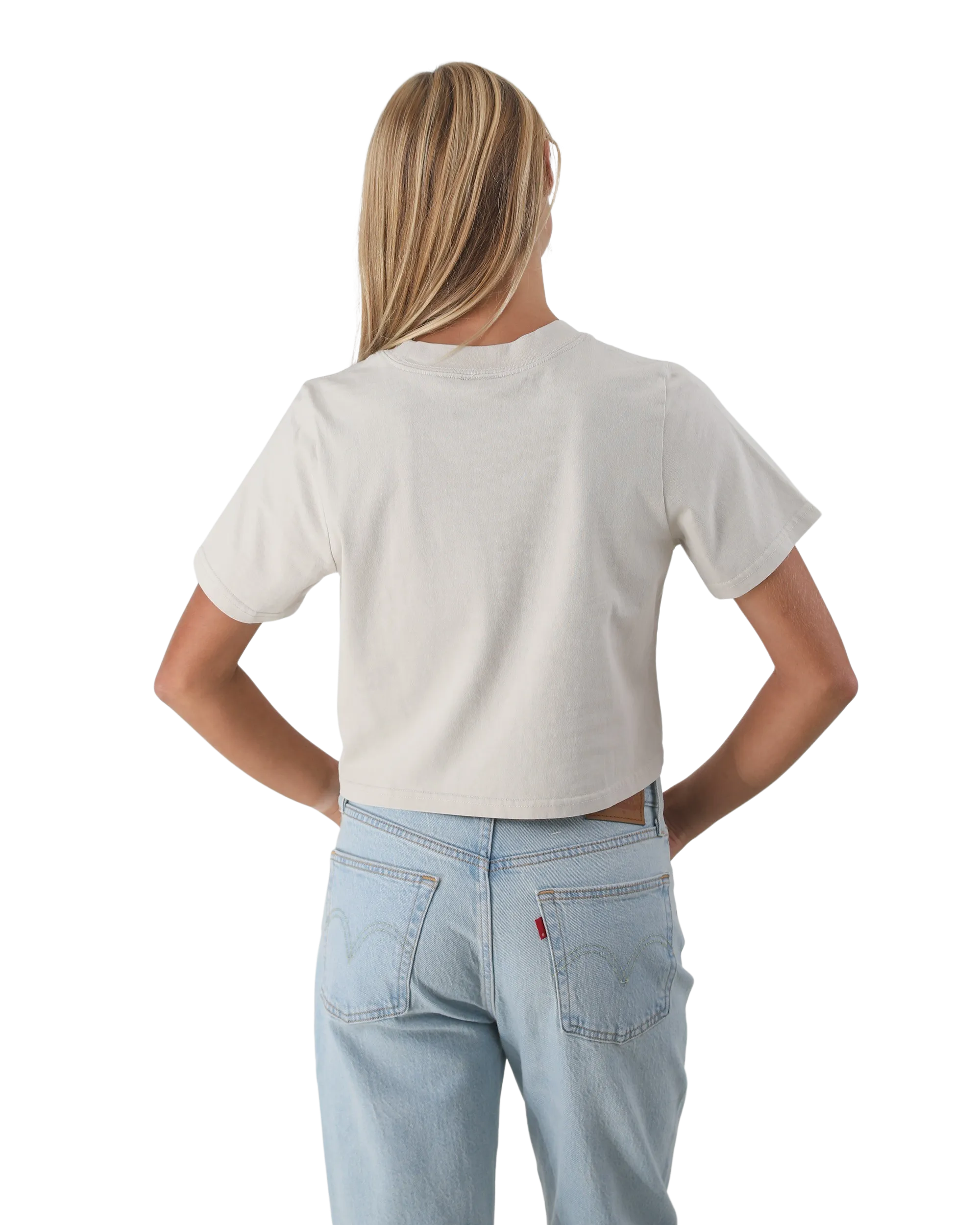 Mandala Heart Crop T-Shirt in Faded Bone