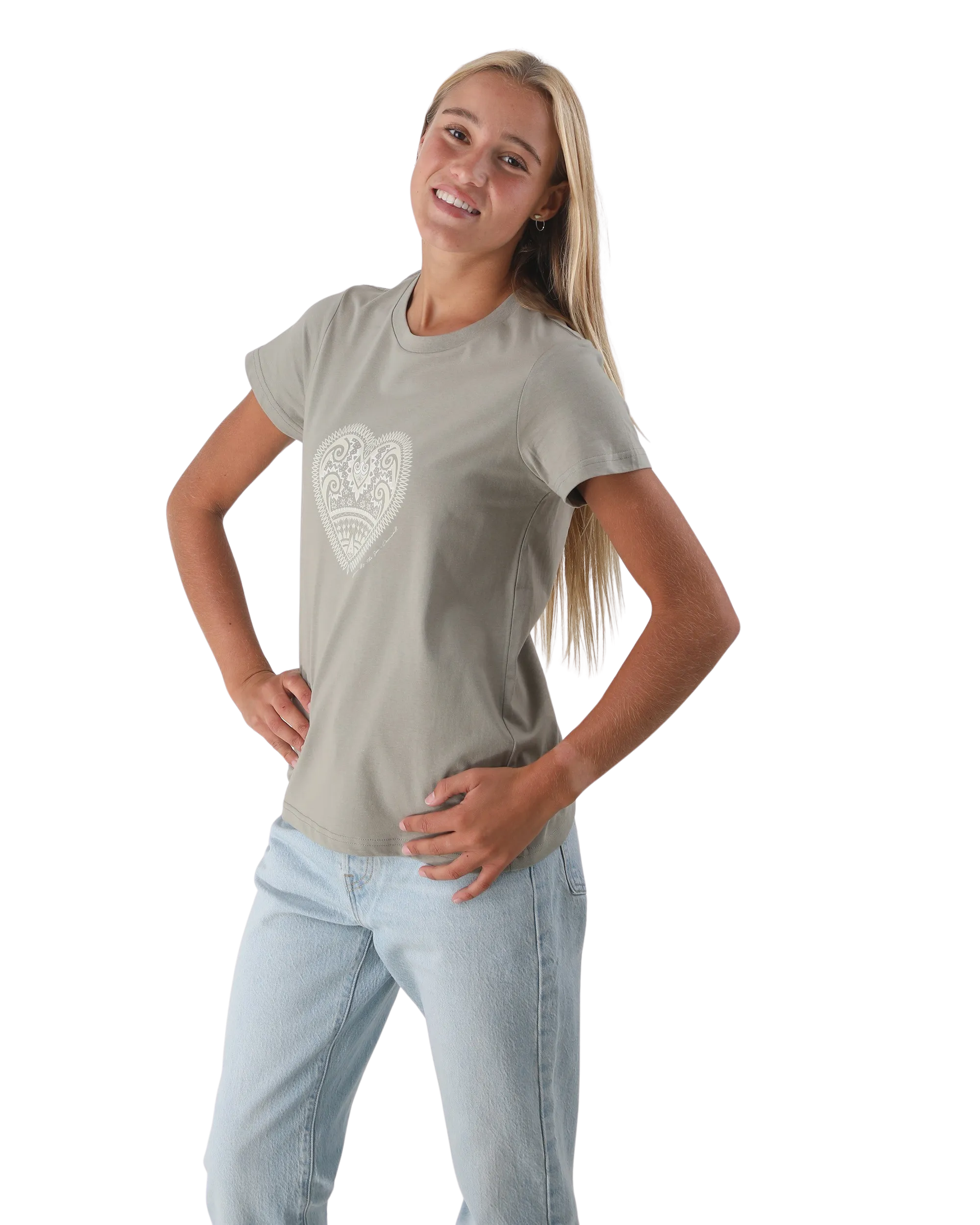 Mandala Heart T-Shirt in Eucalyptus