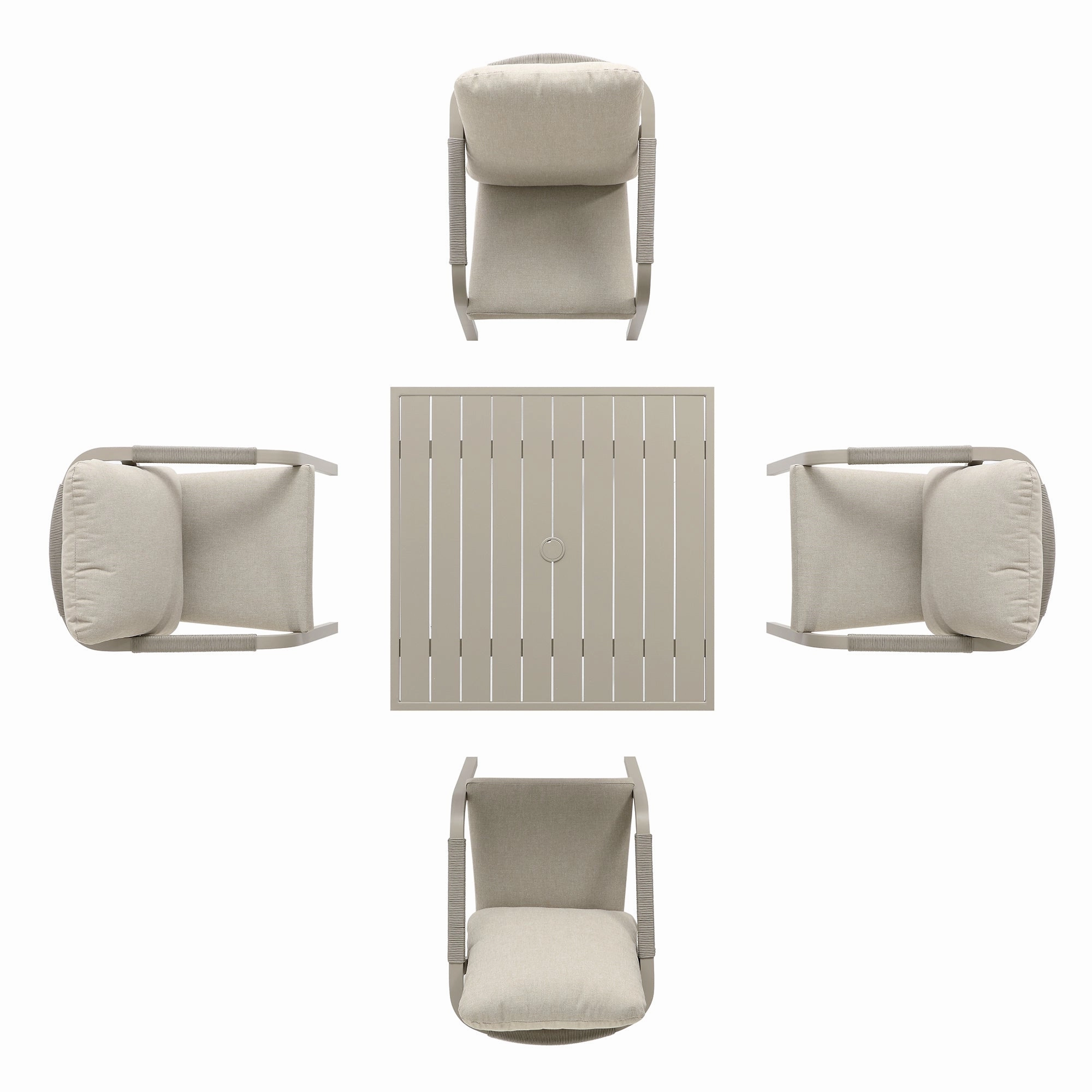 Manresa Rope 4-Seater Square Dining Set, Taupe and Beige