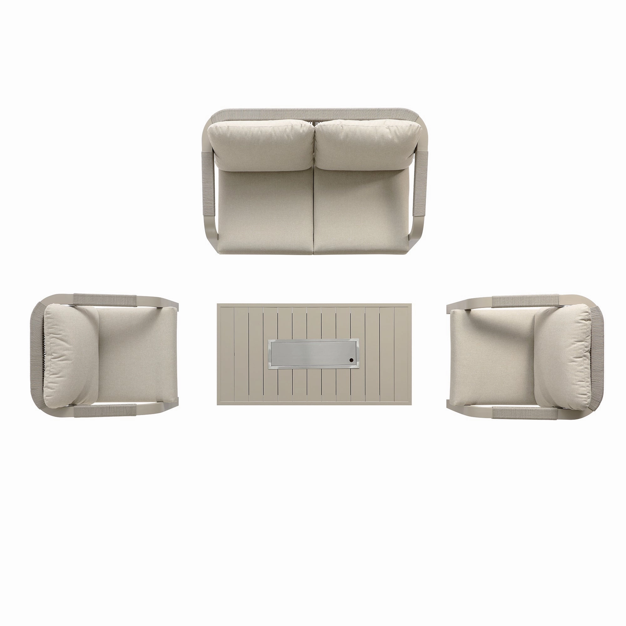Manresa Rope 5-Seater Firepit Sofa Set, Taupe and Beige