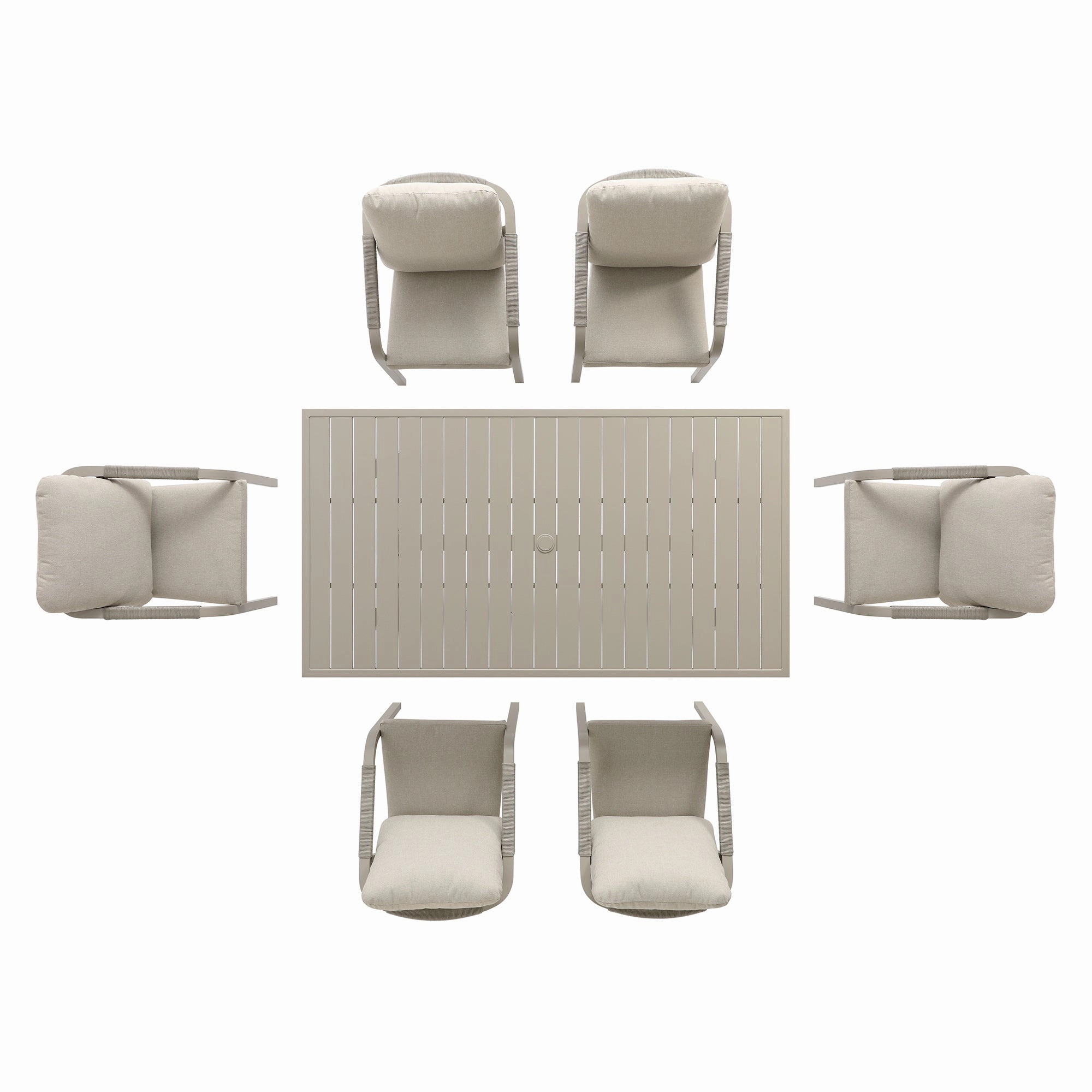 Manresa Rope 6-Seater Rectangular Dining Set, Taupe and Beige
