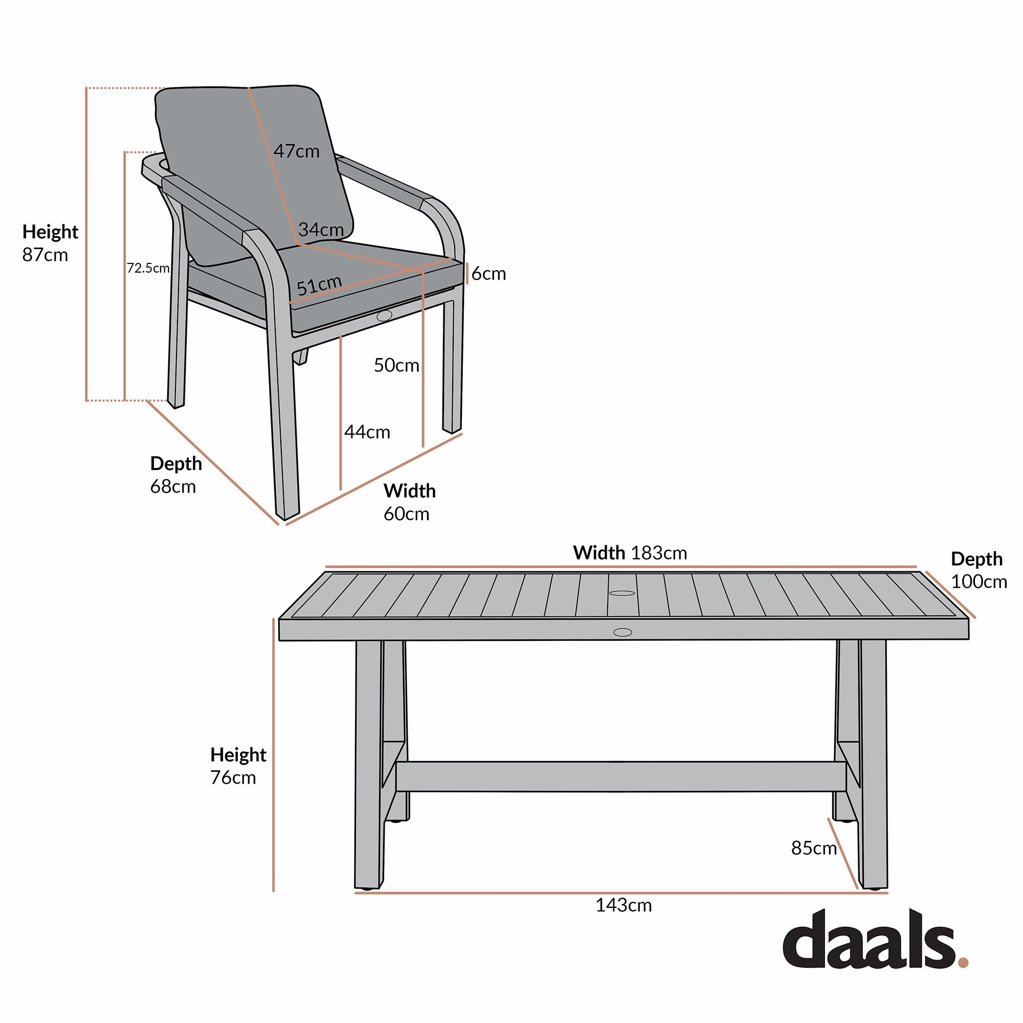 Manresa Rope 6-Seater Rectangular Dining Set, Taupe and Beige