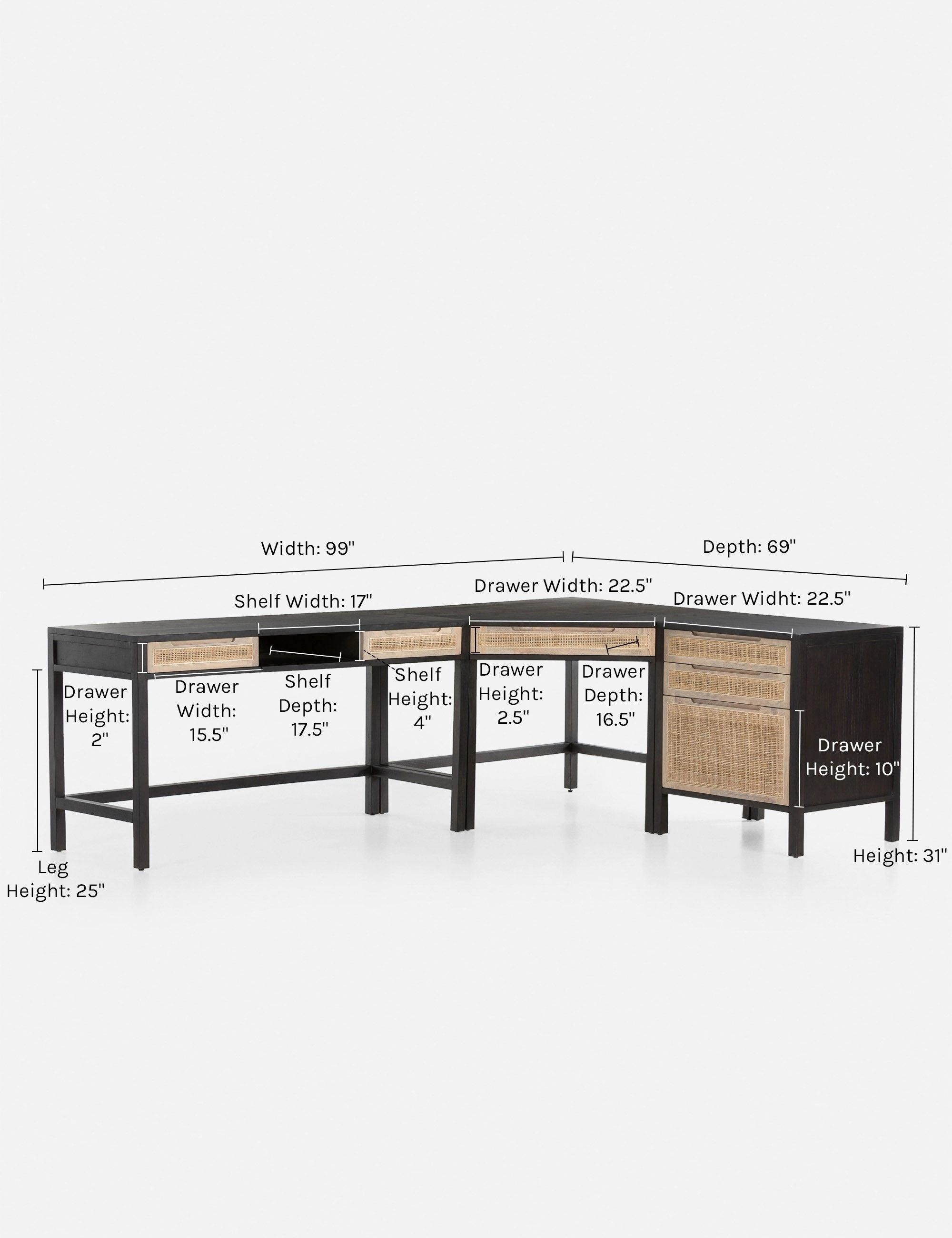 Margot Modular Desk with Filing Cabinet