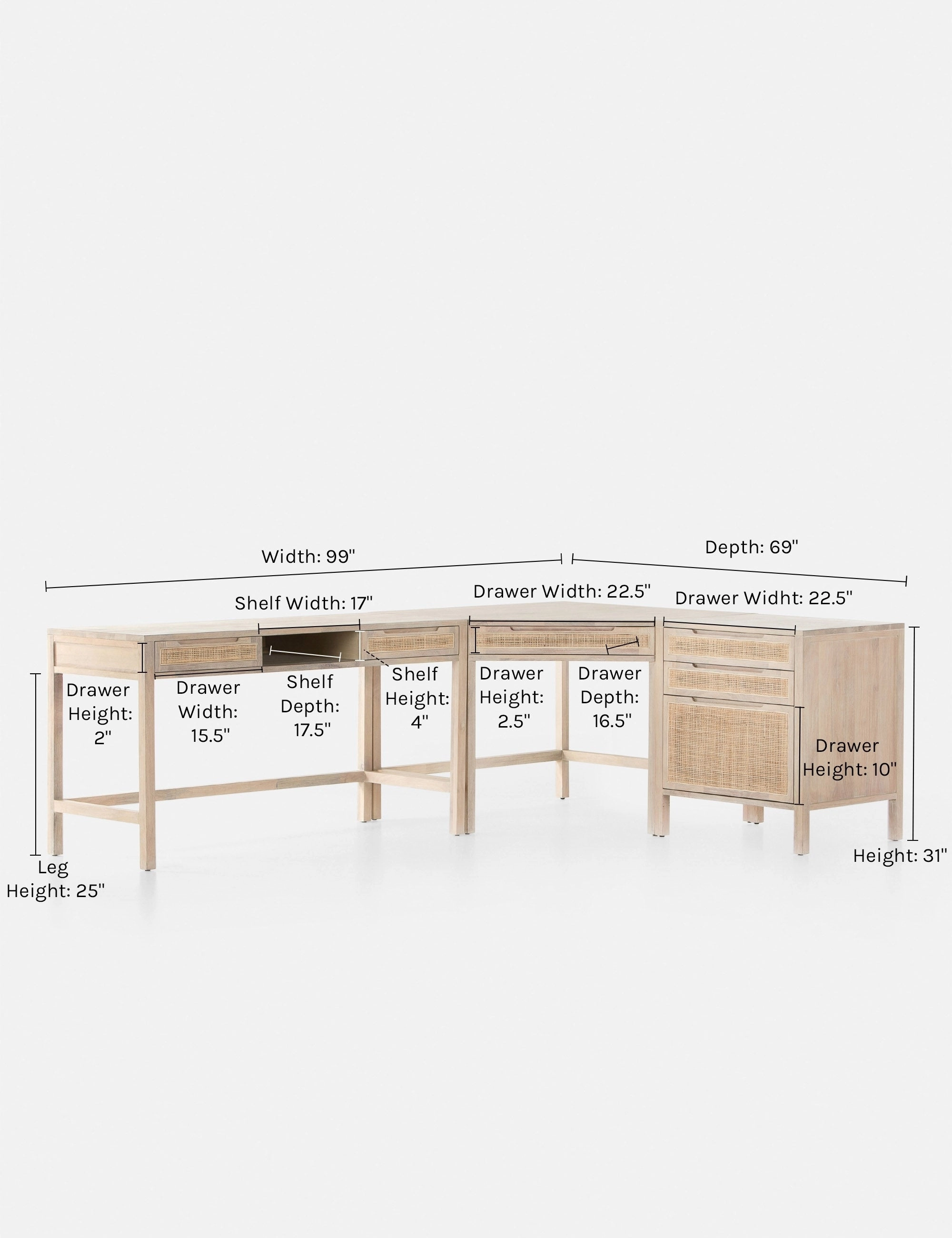 Margot Modular Desk with Filing Cabinet