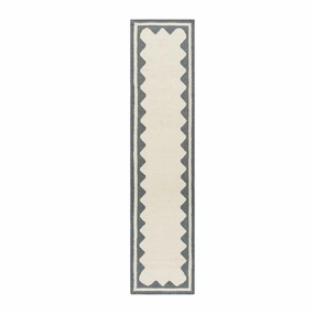 Matilda Blue Scallop Border Handwoven Wool Runner