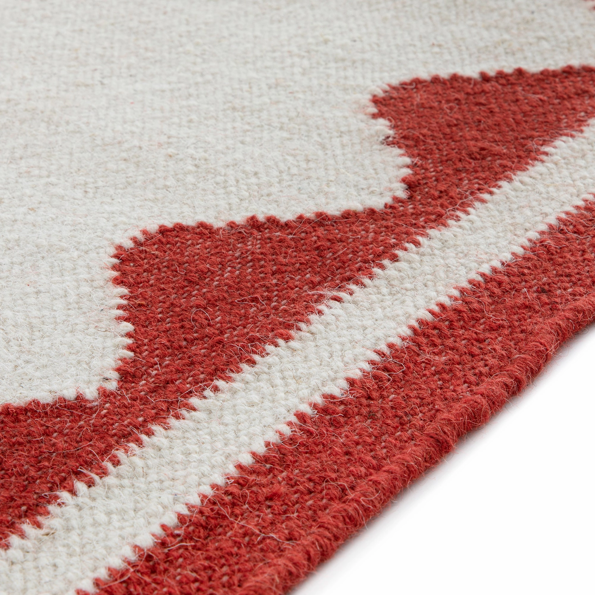Matilda Scarlet Red Scallop Border Handwoven Wool Runner