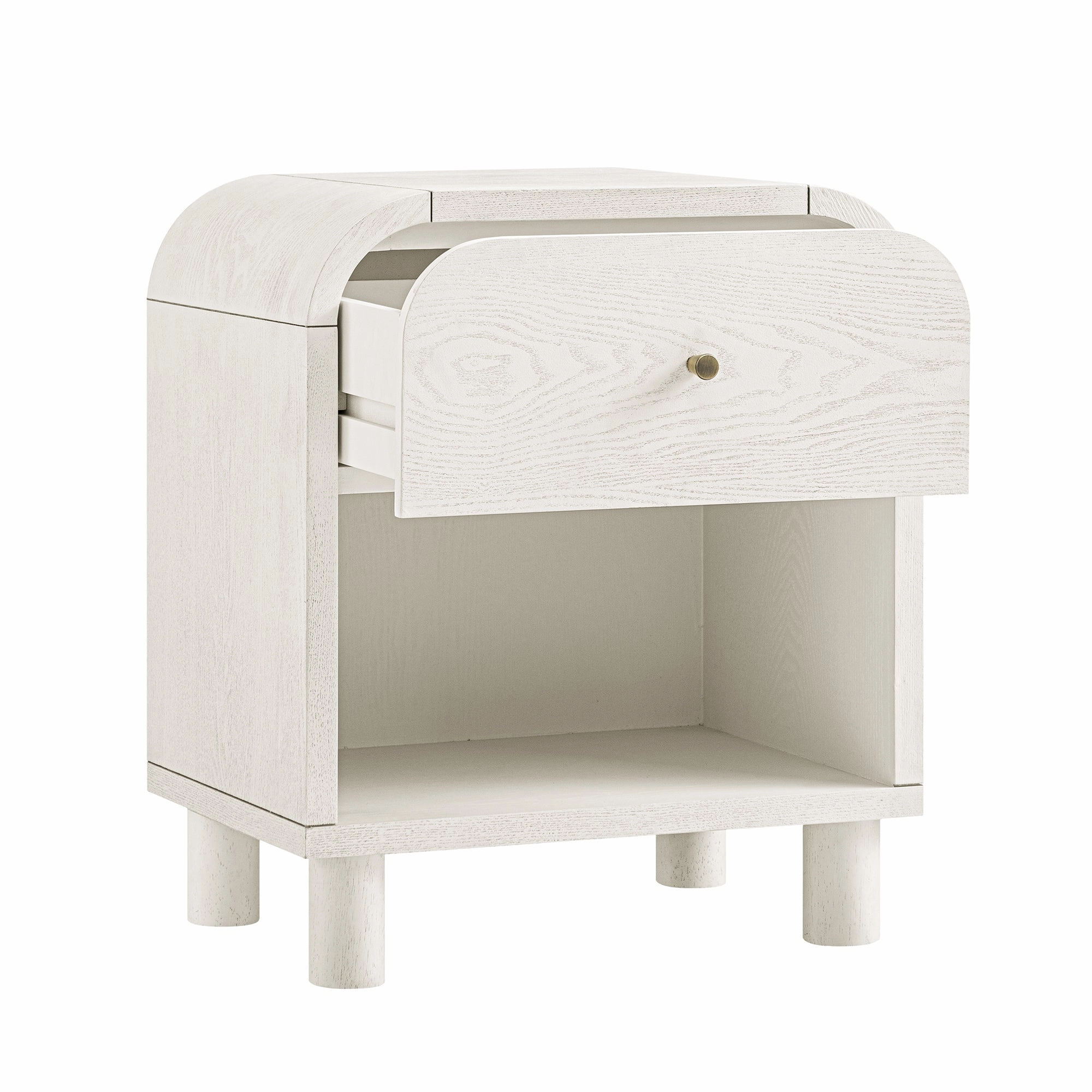 Maude 1 Drawer Bedside Table, Washed White Ash