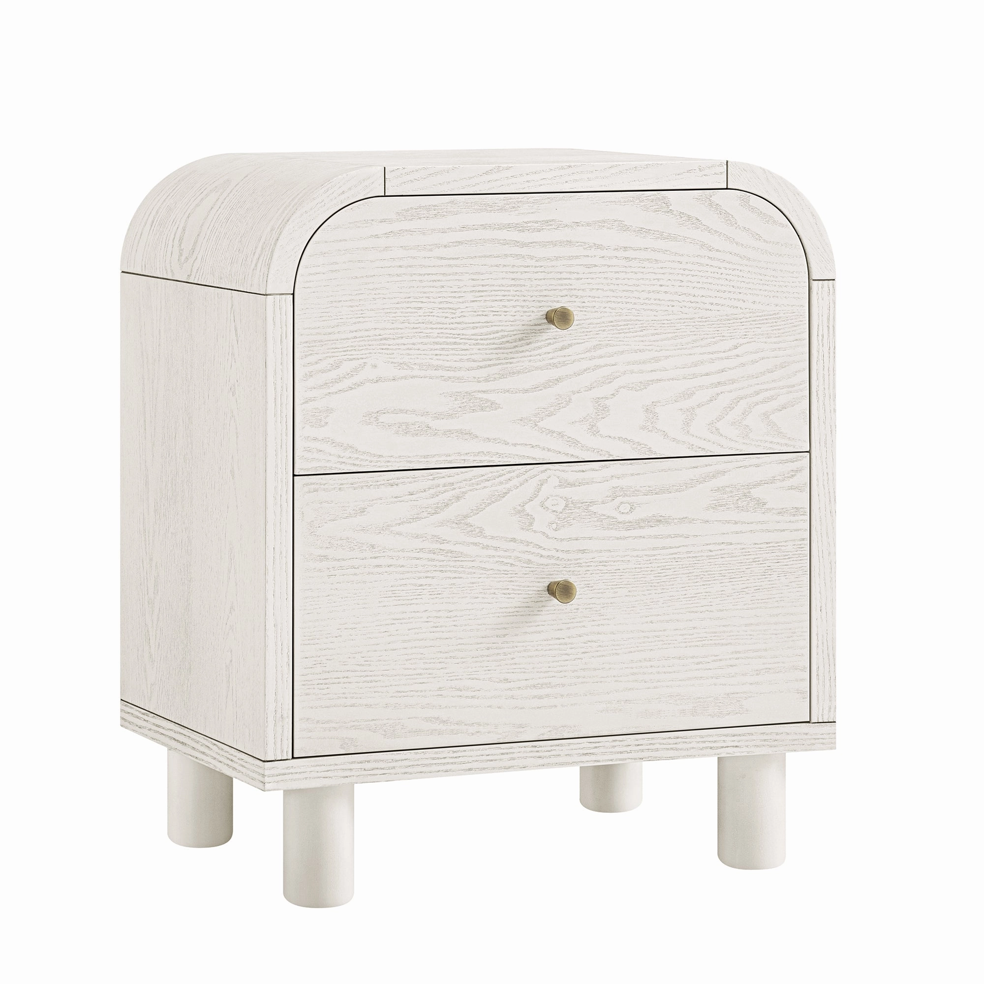 Maude 2 Drawer Bedside Table, Washed White Ash
