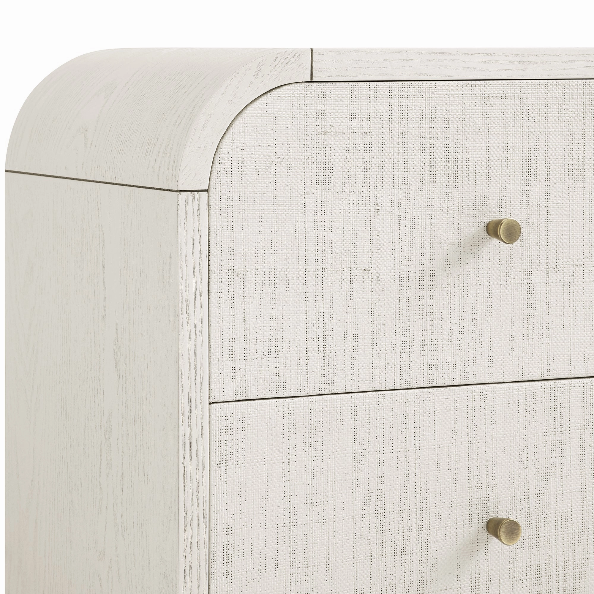Maude 2 Drawer Bedside Table, Washed White Ash with Raffia