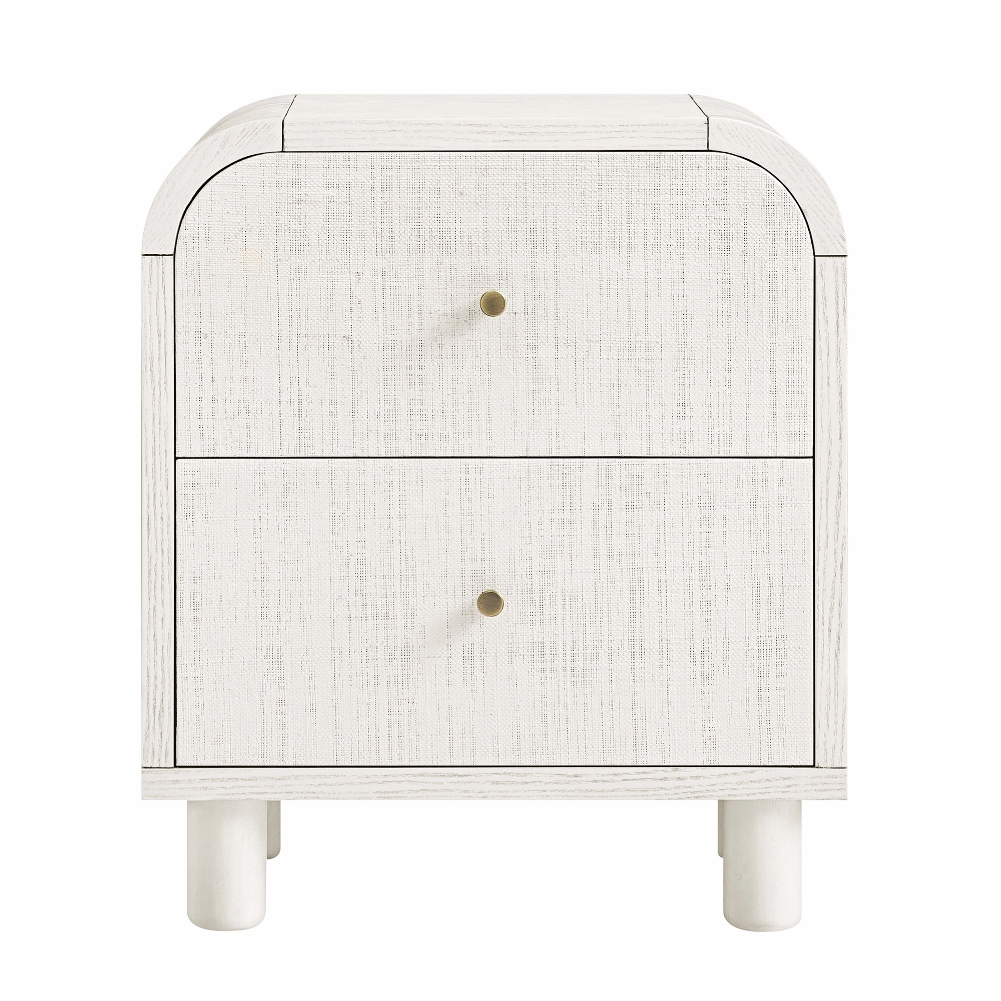 Maude 2 Drawer Bedside Table, Washed White Ash with Raffia