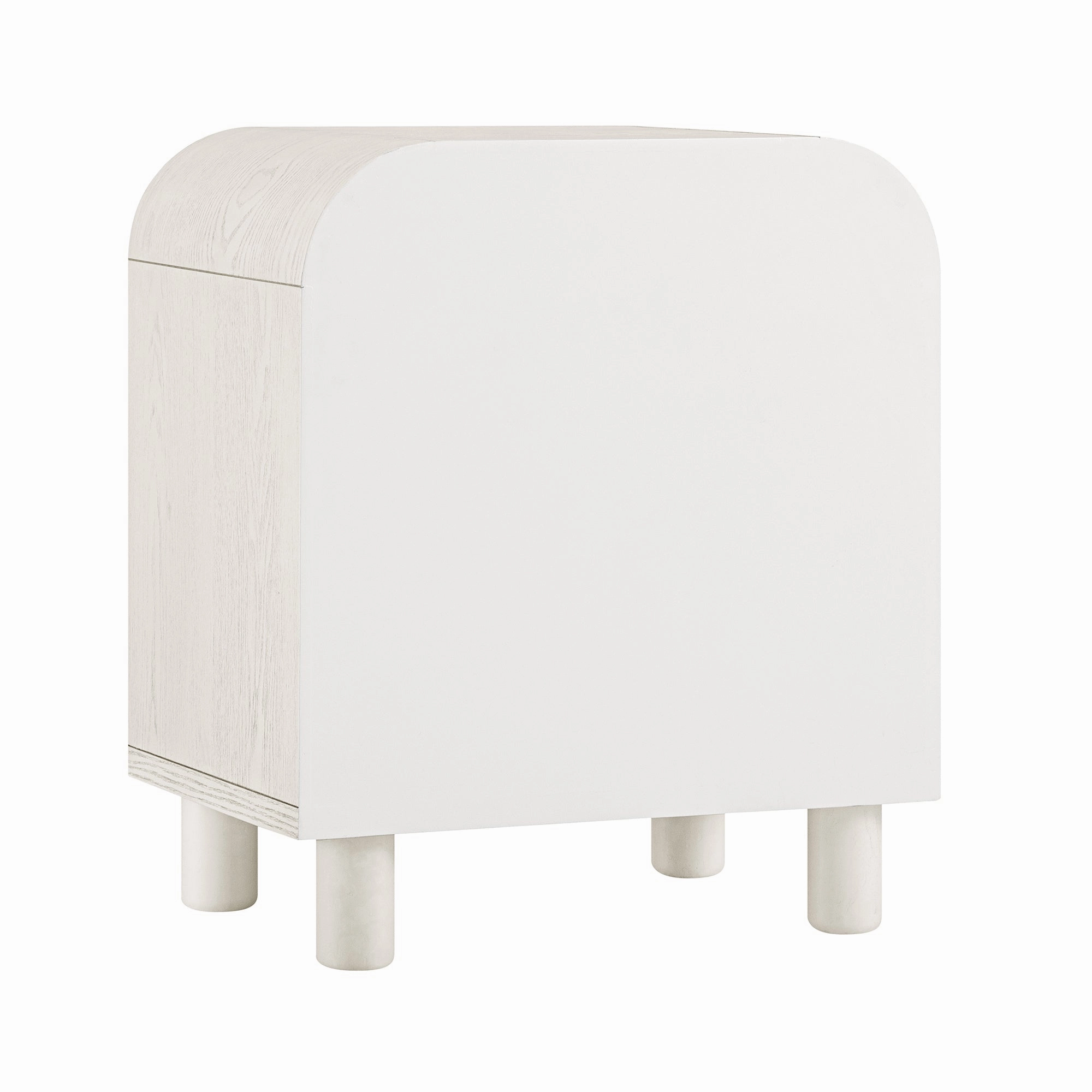 Maude 2 Drawer Bedside Table, Washed White Ash with Raffia