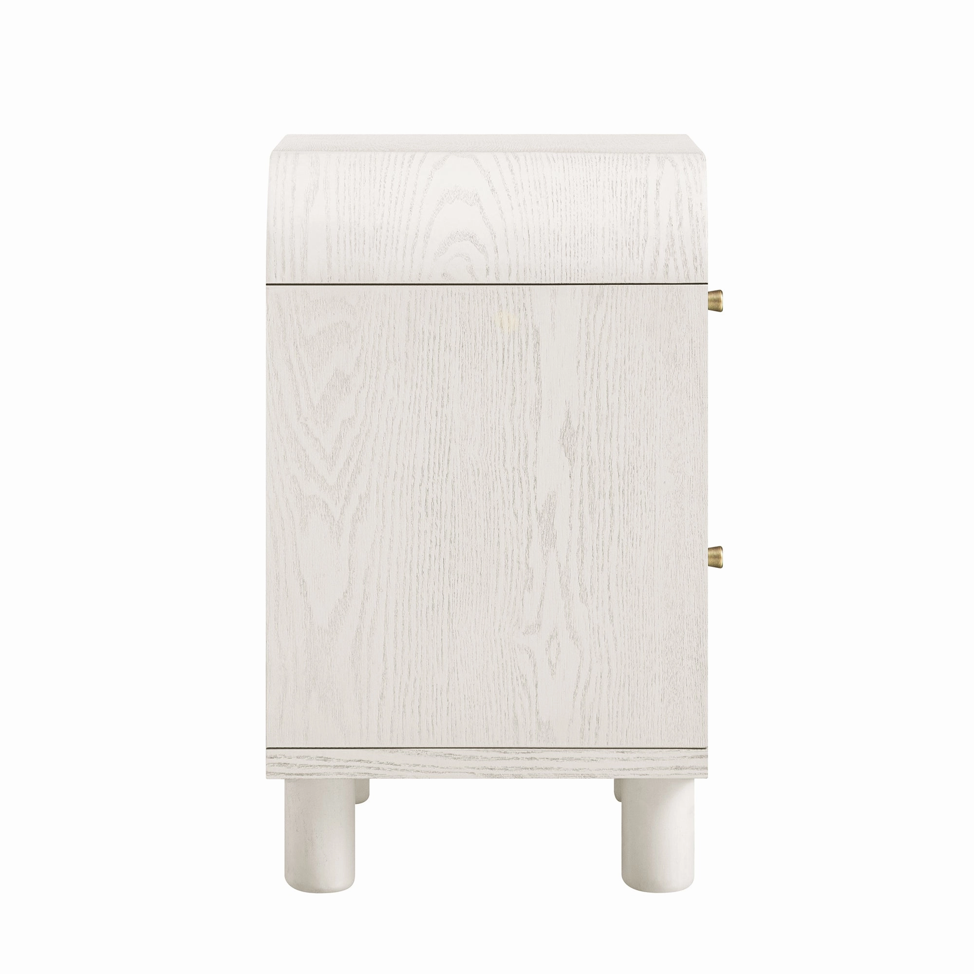 Maude 2 Drawer Bedside Table, Washed White Ash with Raffia