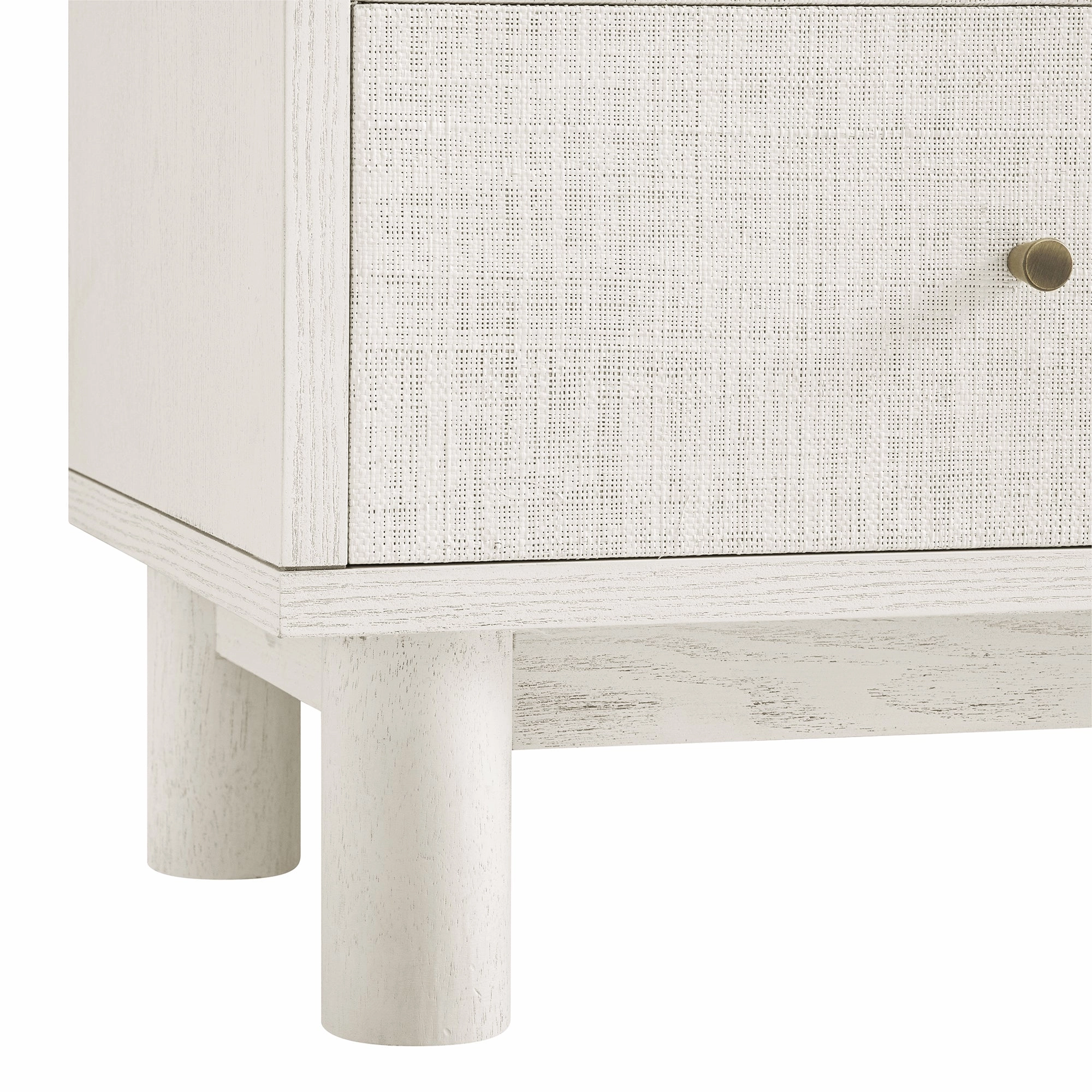 Maude 9 Drawer Chest, Washed White Ash with Raffia