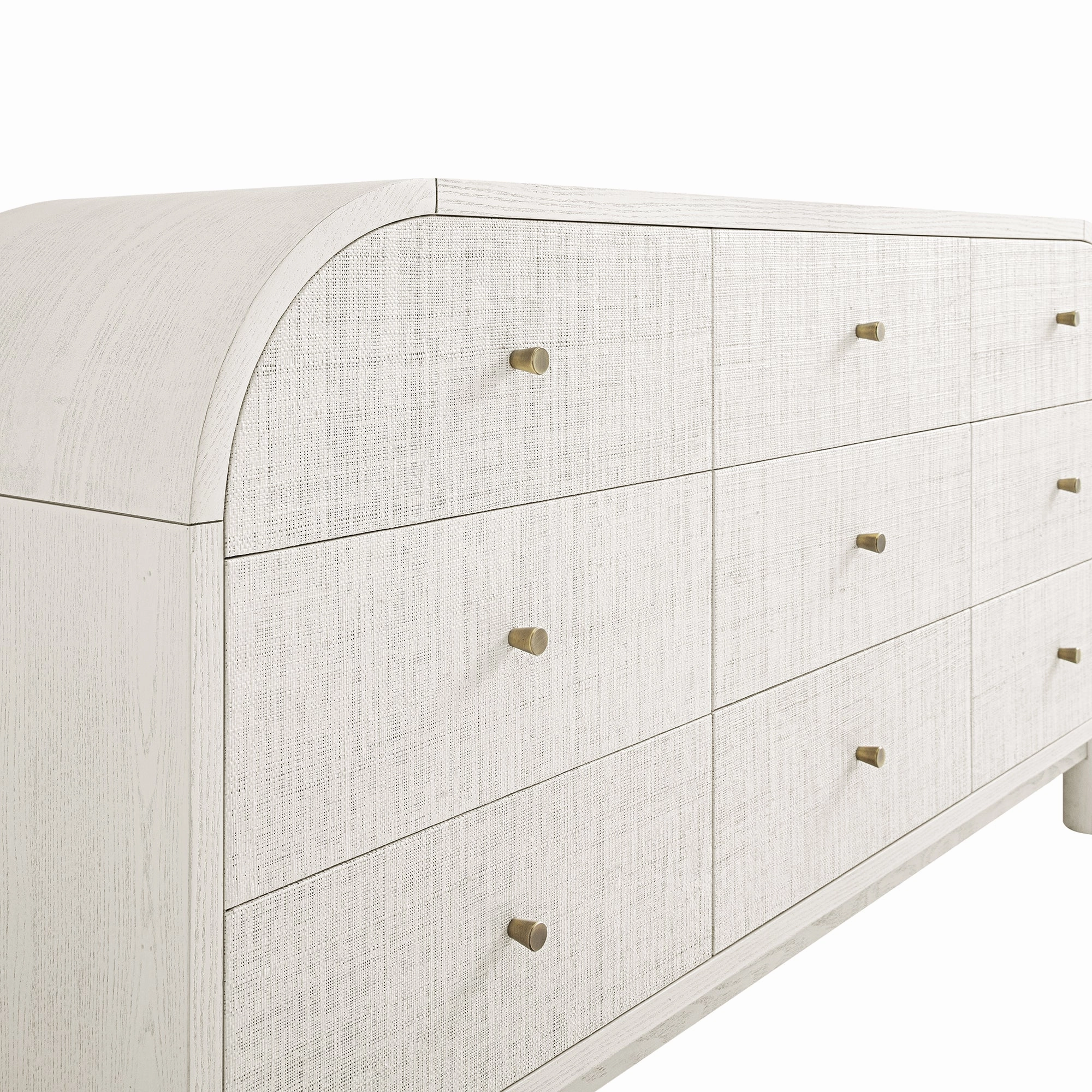 Maude 9 Drawer Chest, Washed White Ash with Raffia
