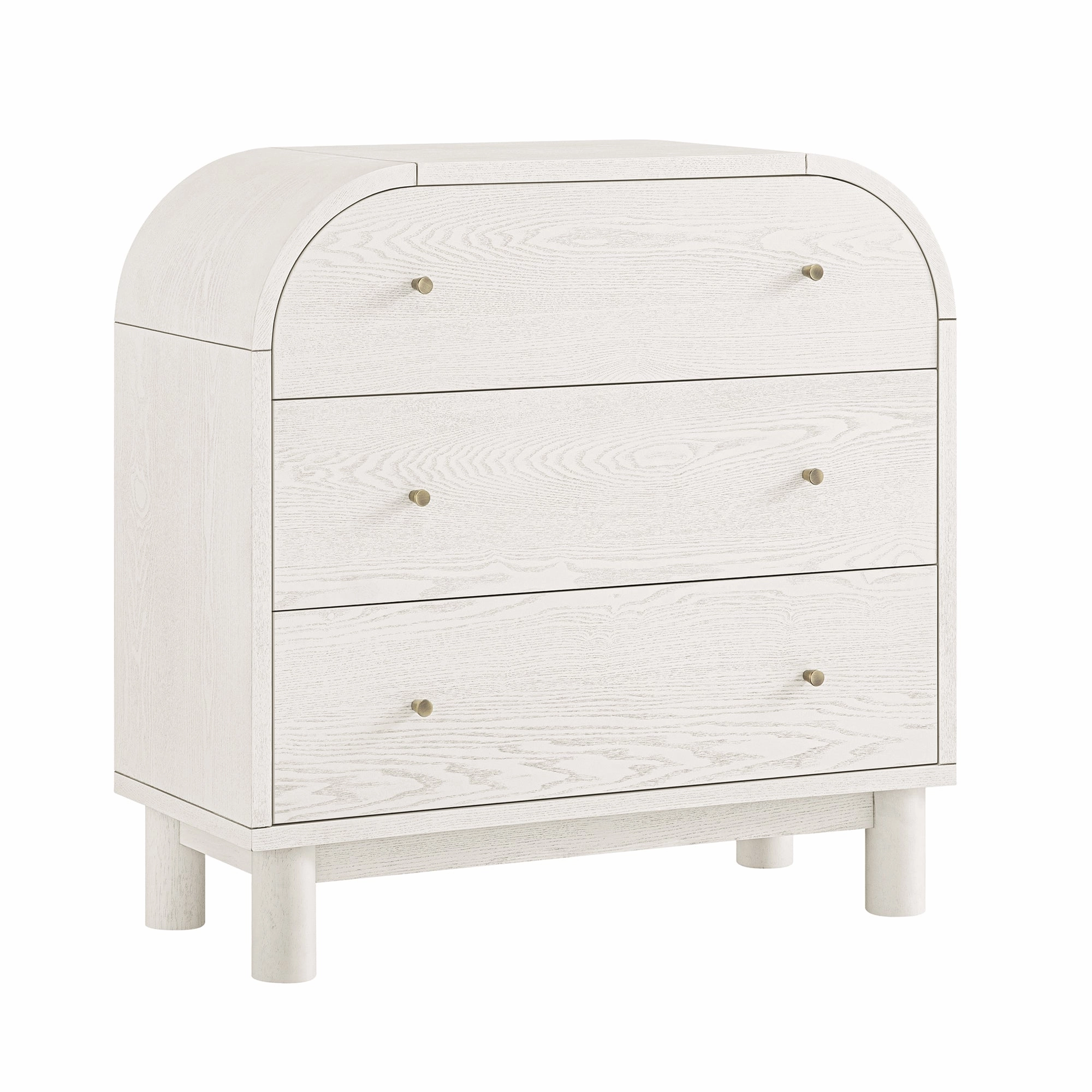 Maude Chest of 3 Drawers, Washed White Ash