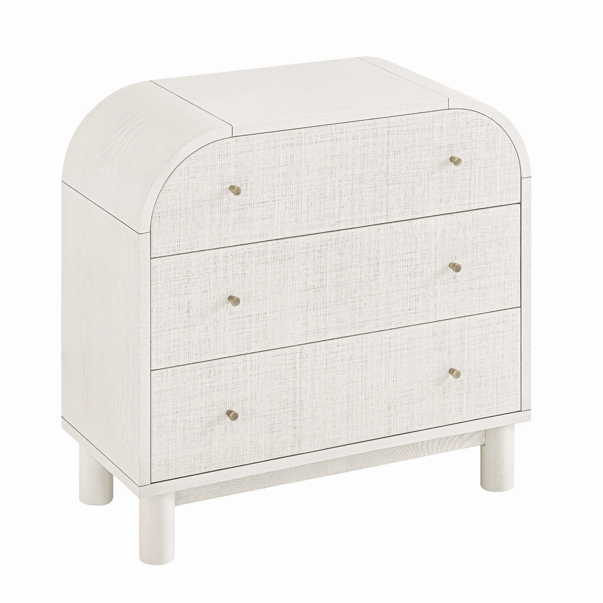 Maude Chest of 3 Drawers, Washed White Ash with Raffia