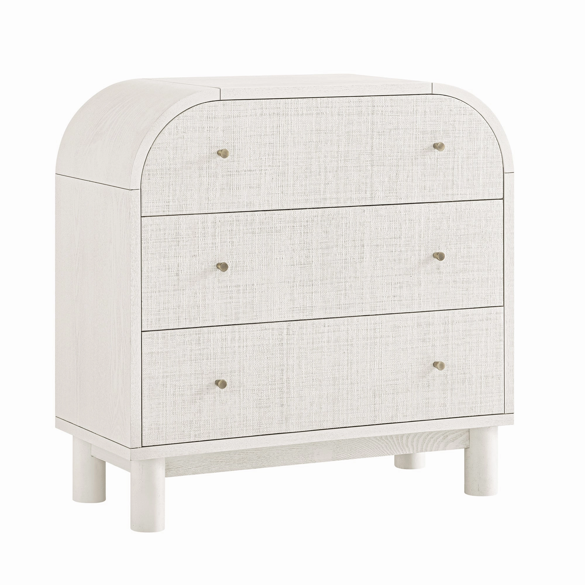 Maude Chest of 3 Drawers, Washed White Ash with Raffia