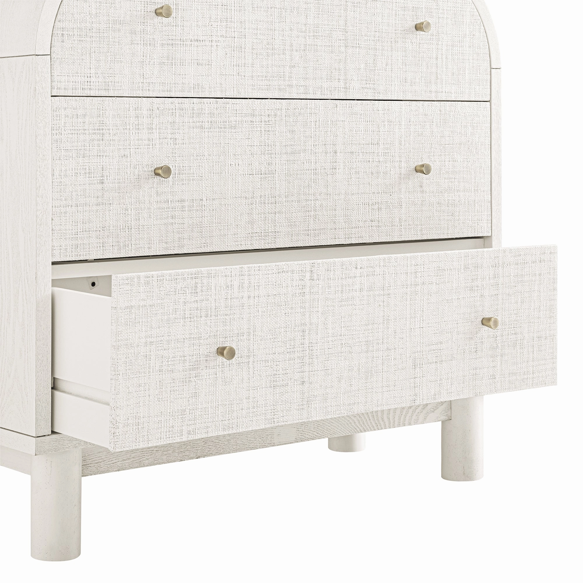Maude Chest of 3 Drawers, Washed White Ash with Raffia