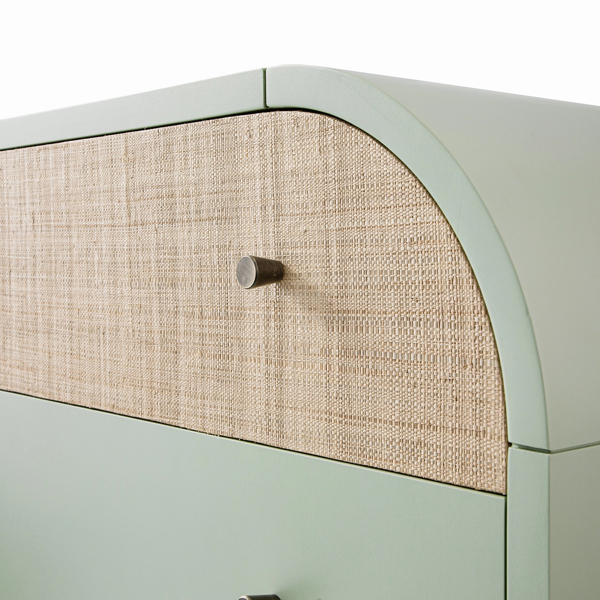 Maude Chest of 6 Drawers, Muted Pistachio Ash with Raffia