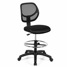Mesh Drafting Chair, Standing Desk Chair w/Footrest Ring office supplies, stationery