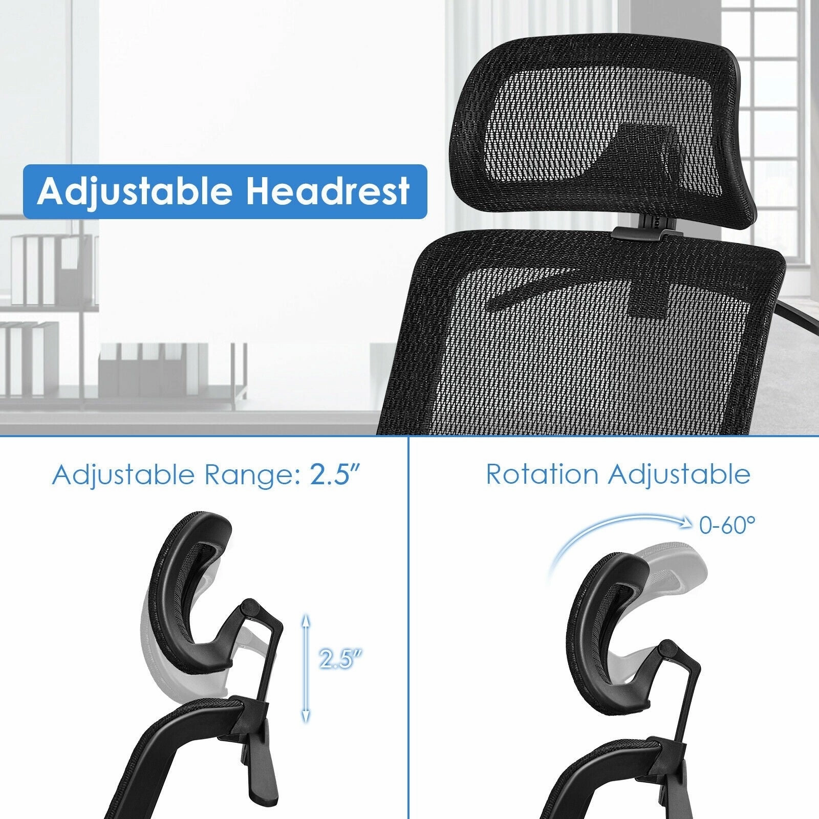 Mesh Office Chair, Ergonomic Office Chair with Headrest