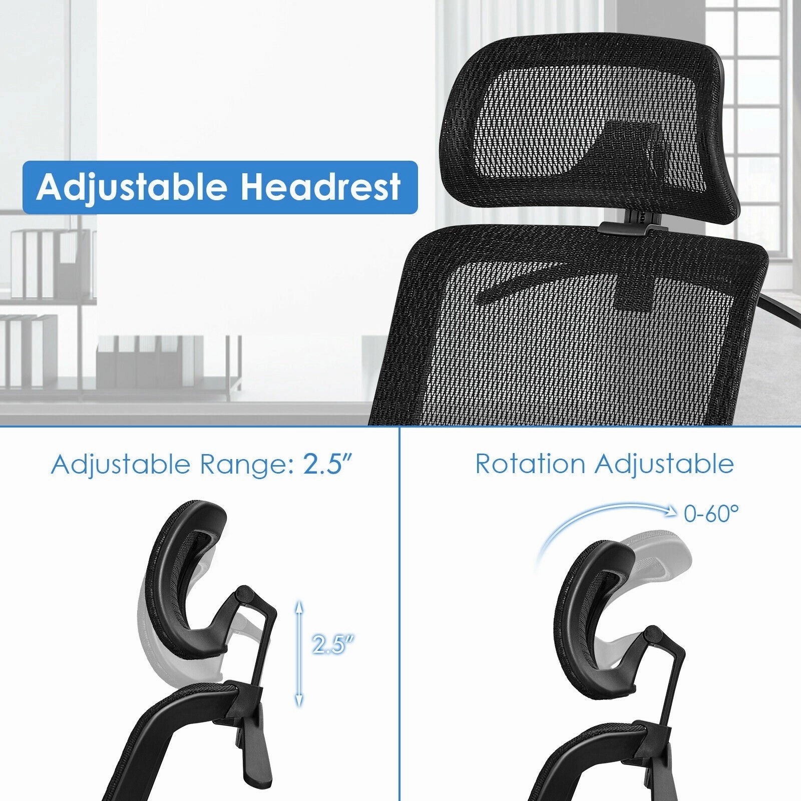 Mesh Office Chair, Ergonomic Office Chair with Headrest
