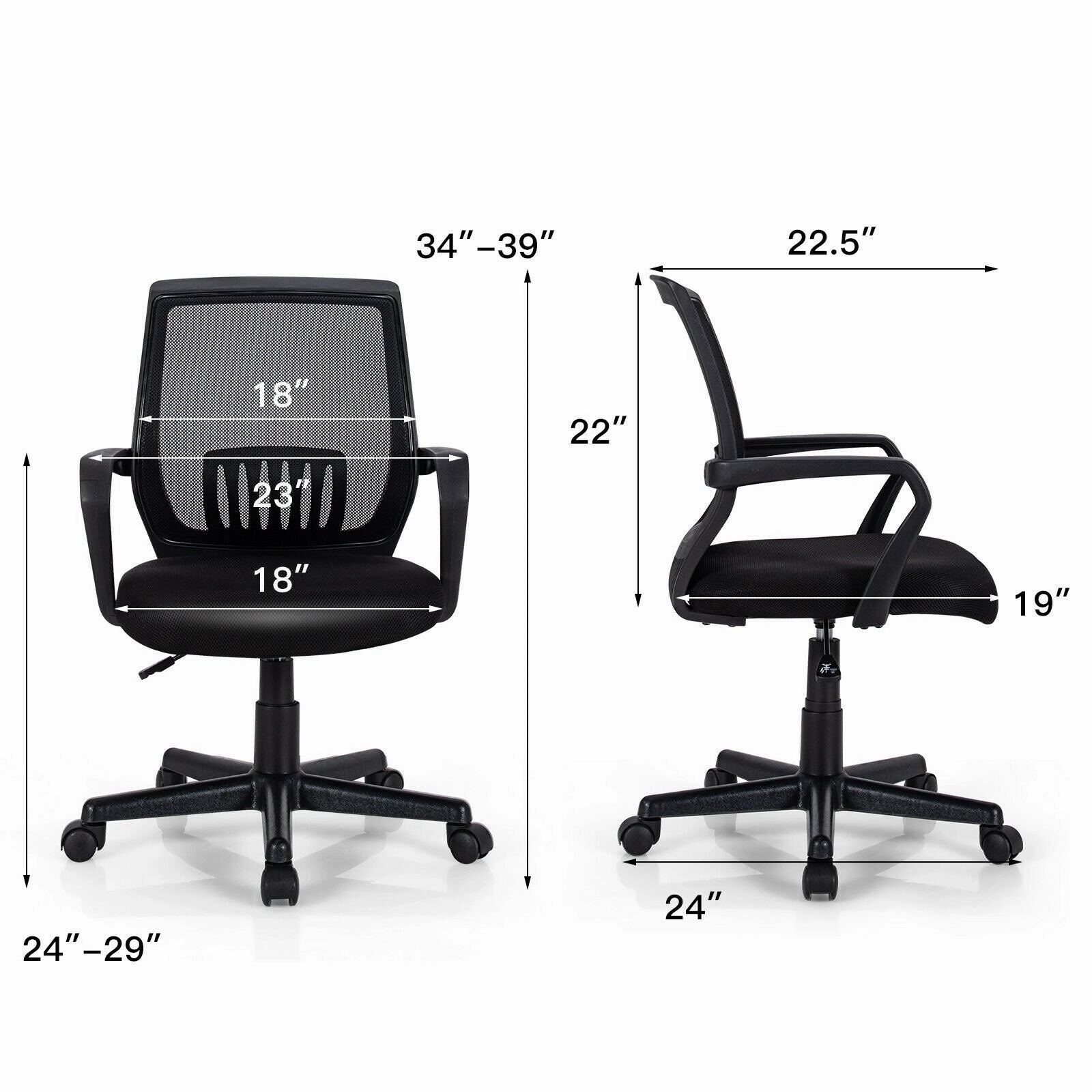 Mesh Office Chair, Mid Back Computer Desk Chair, Ergonomic Executive Chair