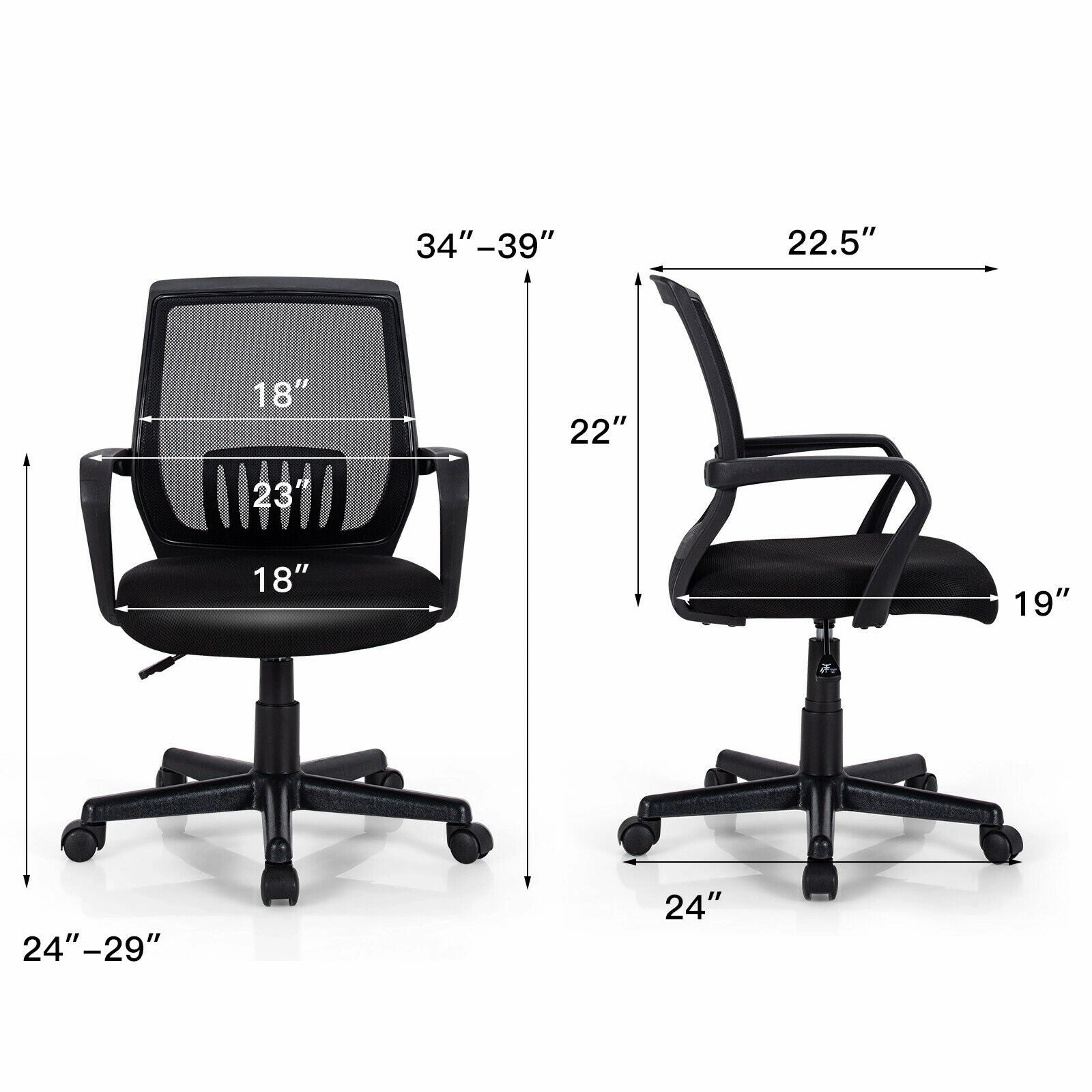 Mesh Office Chair, Mid Back Computer Desk Chair, Ergonomic Executive Chair