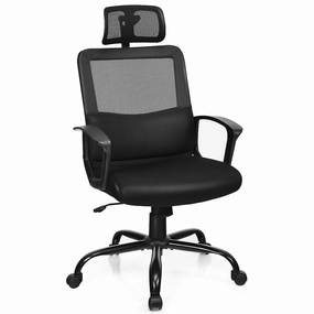 Mesh Office Chair, Swivel Computer Task Chair, Adjustable Armrests (Black) office supplies, stationery