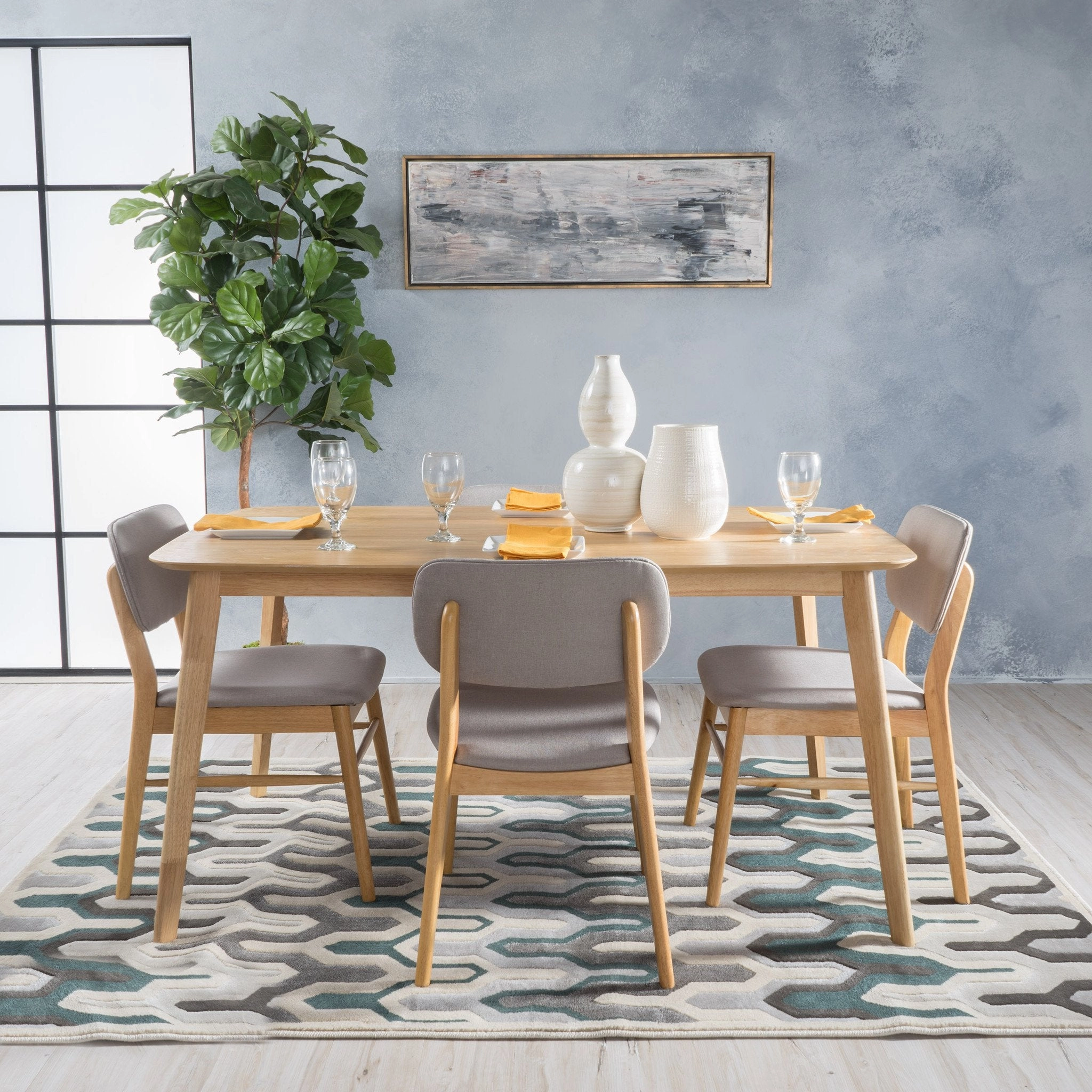 Mid-Century Design 5 PC Wood Finished Dining Set - NH810003 kitchen accessories, table linens