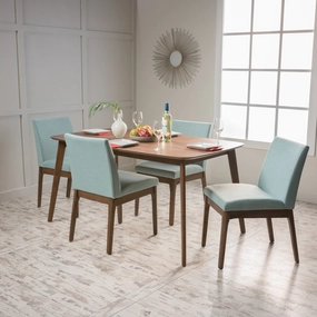Mid Century Fabric & Wood Finish 5 Piece Dining Set - NH082992 kitchen accessories, table linens