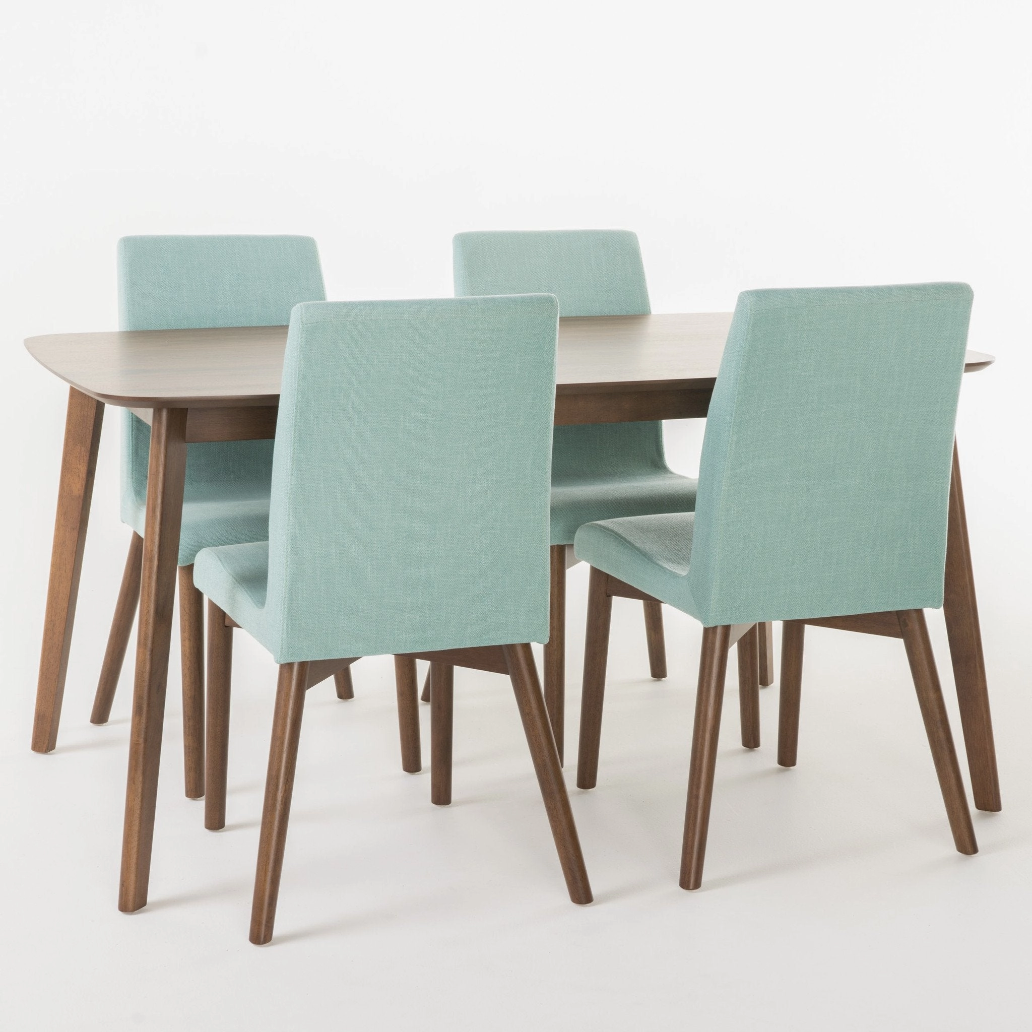 Mid Century Fabric & Wood Finish 5 Piece Dining Set - NH103992