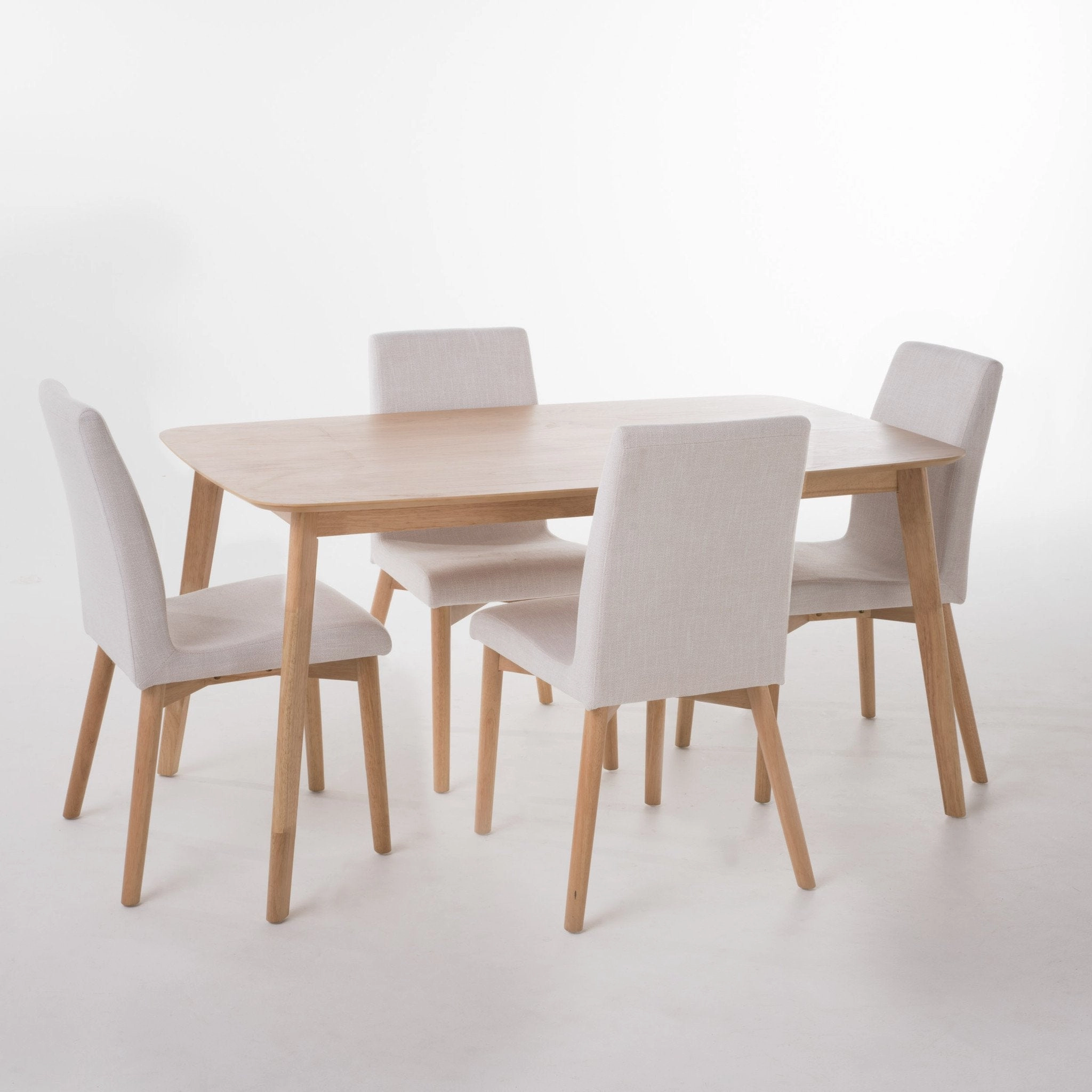 Mid Century Fabric & Wood Finish 5 Piece Dining Set - NH103992