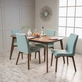 Mid Century Fabric & Wood Finish 5 Piece Dining Set - NH103992 kitchen accessories, table linens