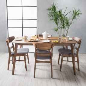 Mid Century Fabric & Wood Finish 5 Piece Dining Set - NH772992 kitchen accessories, table linens