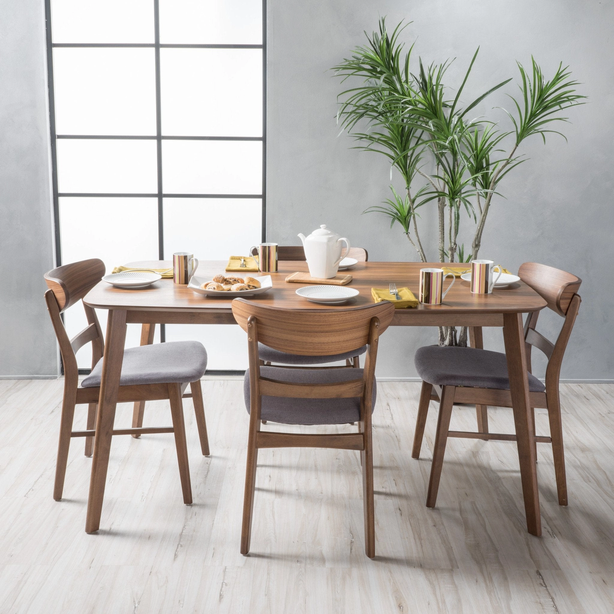 Mid Century Fabric & Wood Finish 5 Piece Dining Set - NH772992 kitchen accessories, table linens