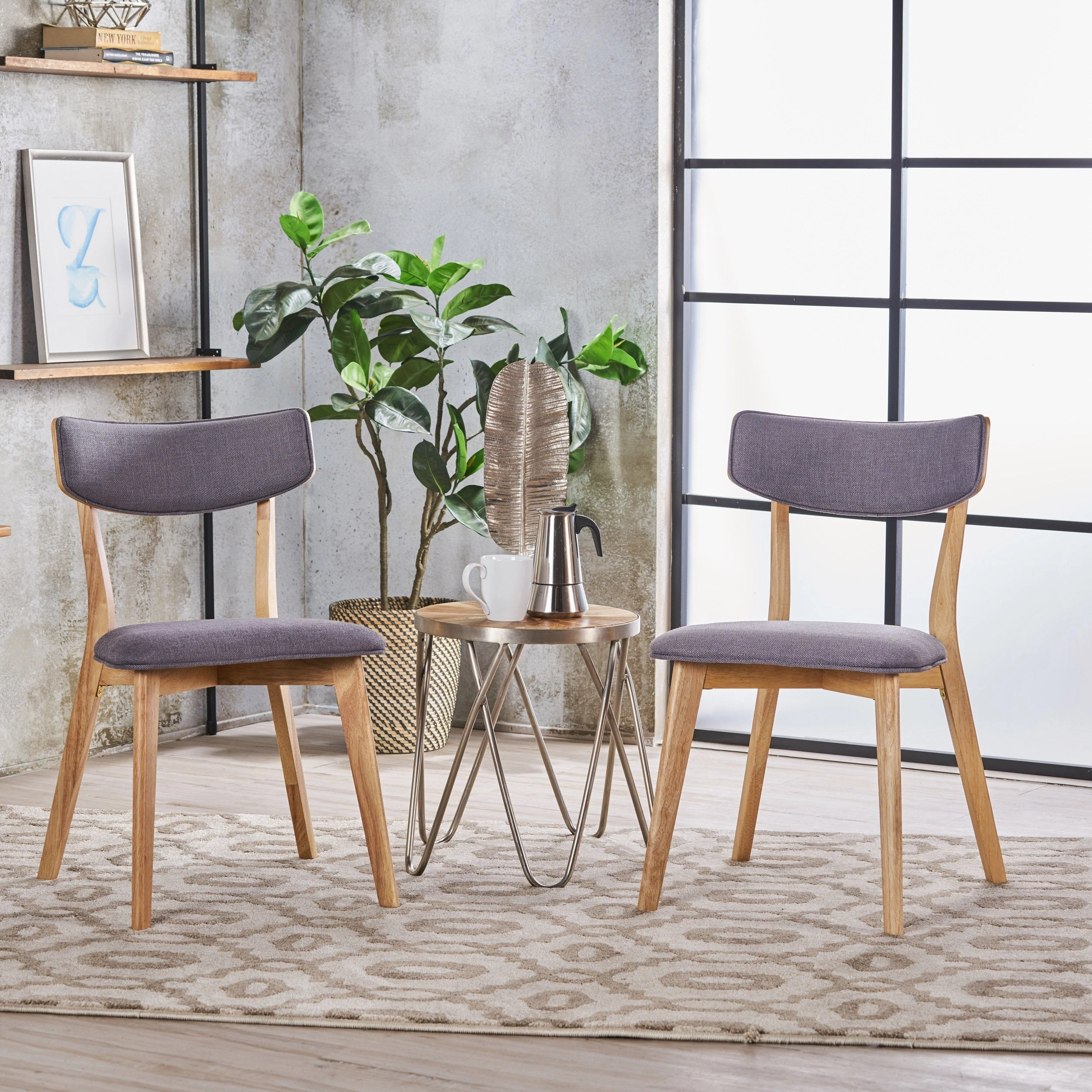 Mid Century Fabric Dining Chairs with Natural Oak Finish(Set of 2) - NH403103 kitchen accessories, table linens
