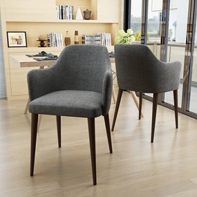 Mid Century Fabric Dining Chairs with Wood Finished Legs - Set of 2 - NH212303 kitchen accessories, table linens