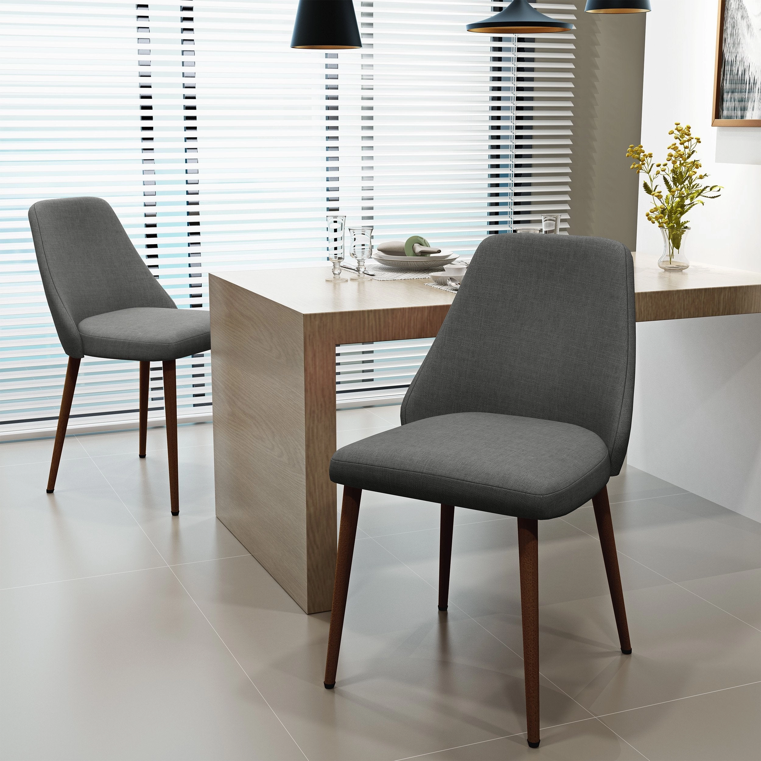 Mid Century Fabric Dining Chairs with Wood Finished Legs - Set of 2 - NH802303 kitchen accessories, table linens