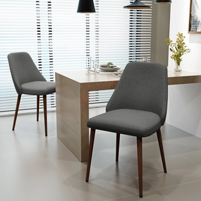 Mid Century Fabric Dining Chairs with Wood Finished Legs - Set of 2 - NH802303 kitchen accessories, table linens