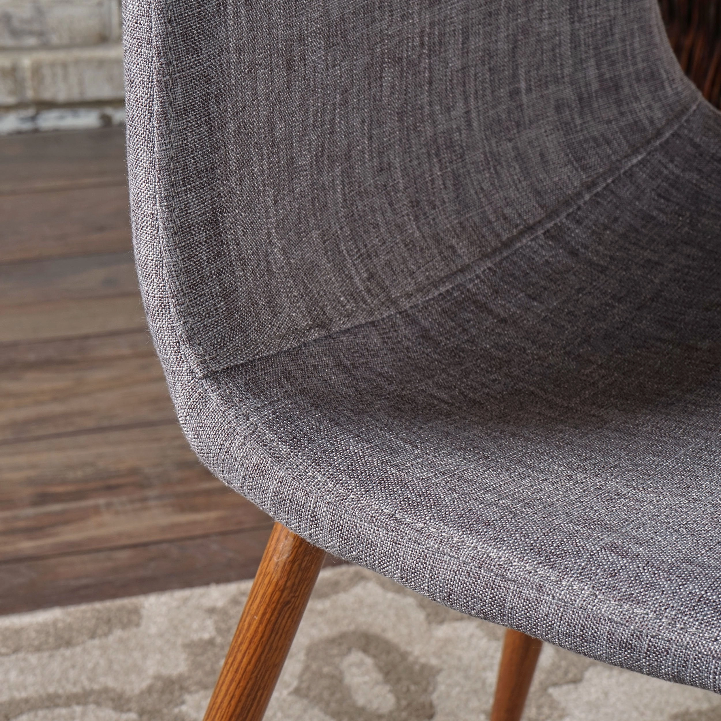 Mid Century Fabric Dining Chairs with Wood Finished Metal Legs (Set of 2) - NH037103