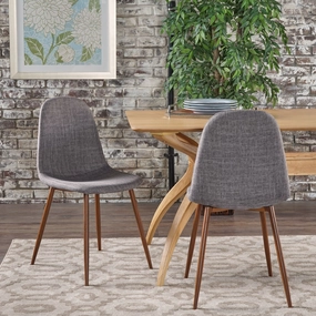Mid Century Fabric Dining Chairs with Wood Finished Metal Legs (Set of 2) - NH037103 kitchen accessories, table linens