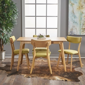 Mid Century Finished 5 Piece Wood Dining Set with Fabric Chairs - NH033103 kitchen accessories, table linens