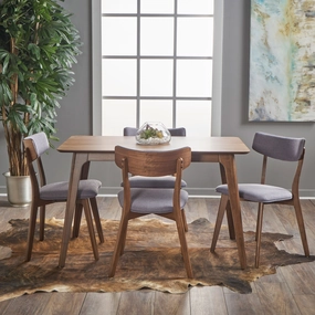Mid Century Finished 5 Piece Wood Dining Set with Fabric Chairs - NH333103 kitchen accessories, table linens