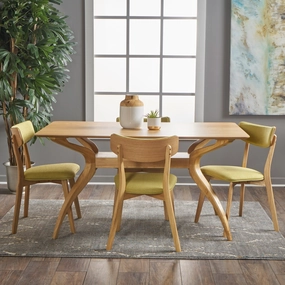 Mid Century Finished 5 Piece Wood Dining Set with Fabric Chairs - NH723103 kitchen accessories, table linens