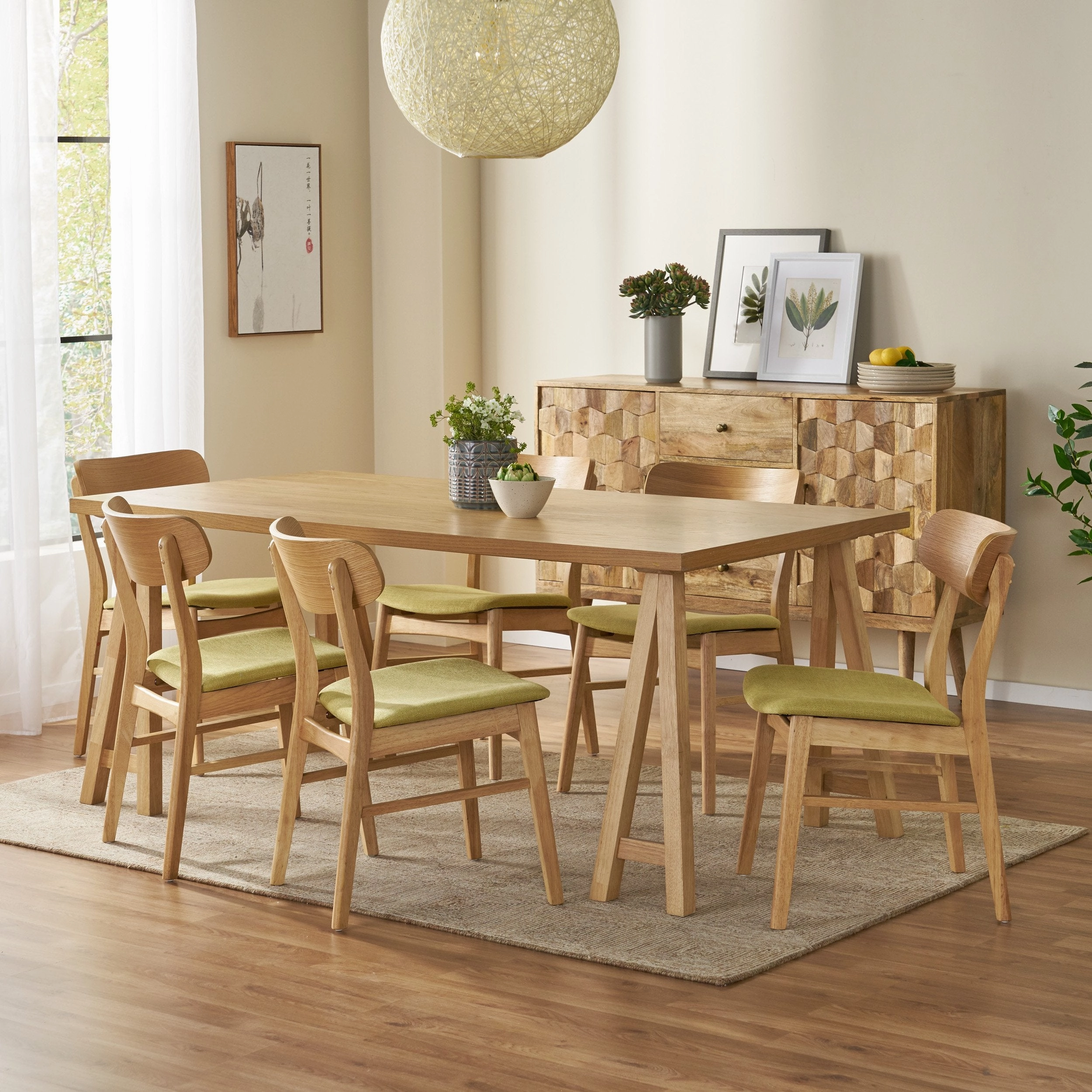 Mid-Century Modern 7 Piece Dining Set with A-Frame Table - NH043313