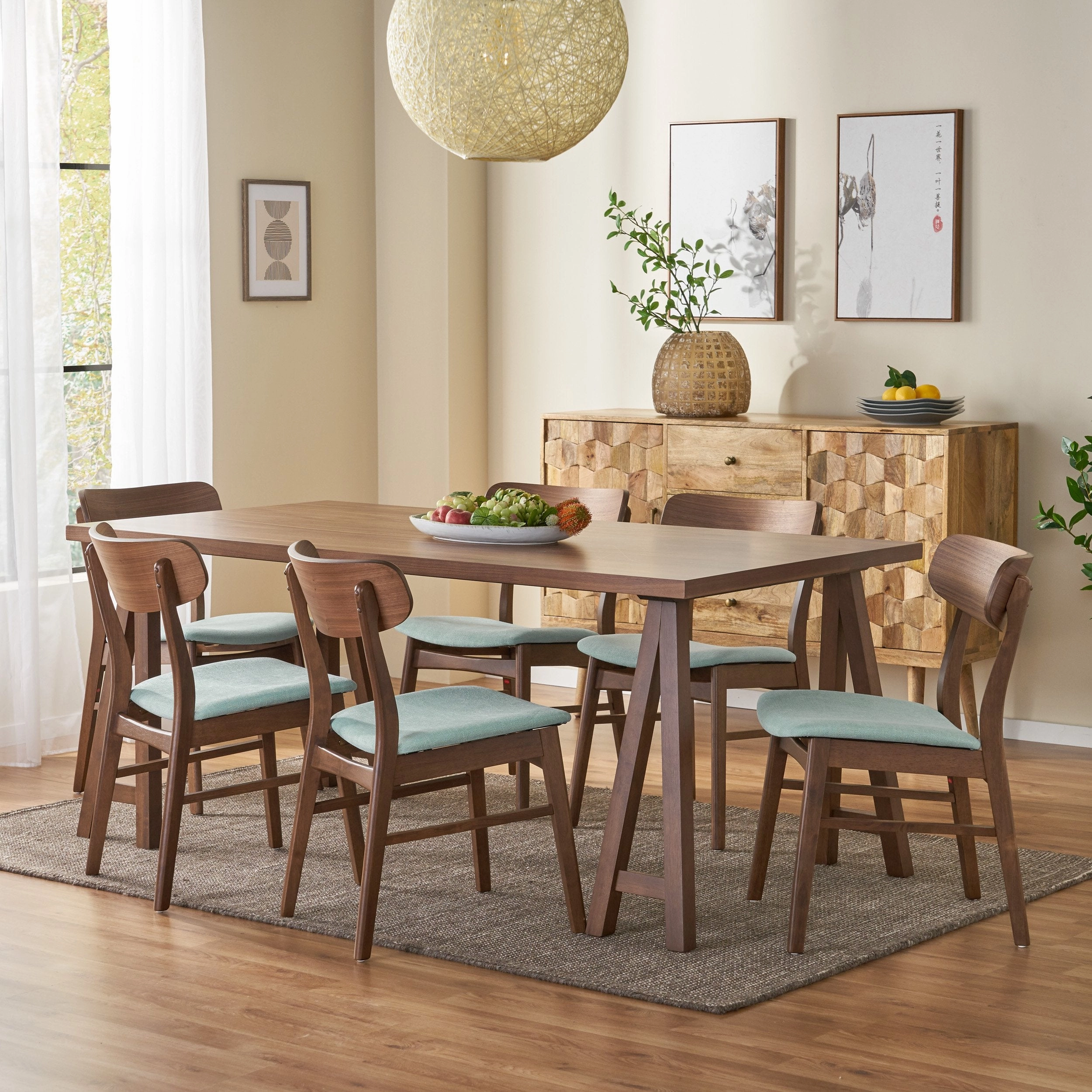 Mid-Century Modern 7 Piece Dining Set with A-Frame Table - NH043313