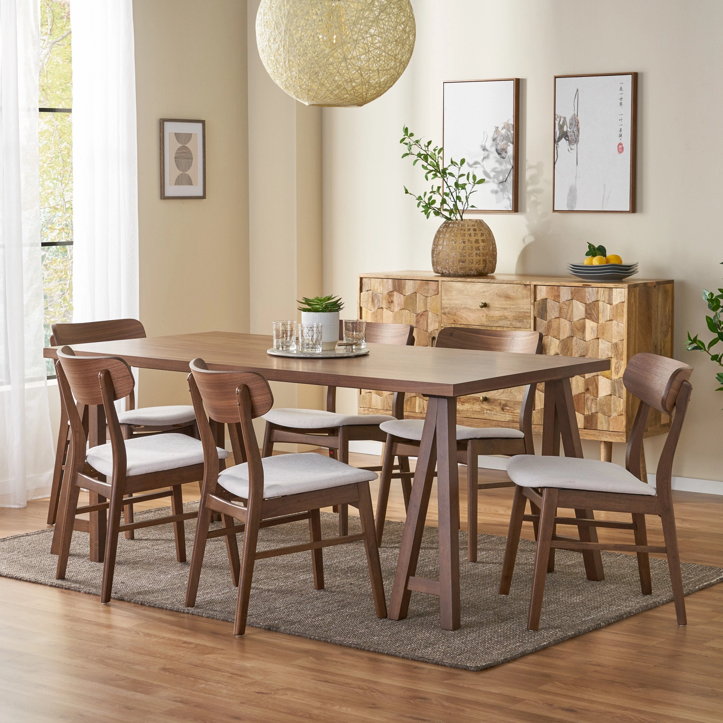 Mid-Century Modern 7 Piece Dining Set with A-Frame Table - NH043313