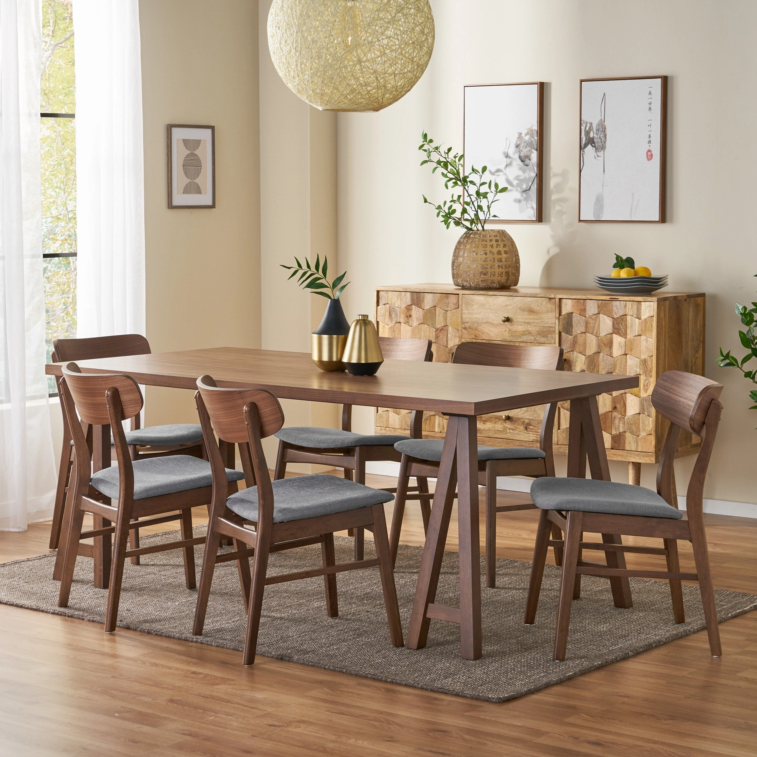Mid-Century Modern 7 Piece Dining Set with A-Frame Table - NH043313